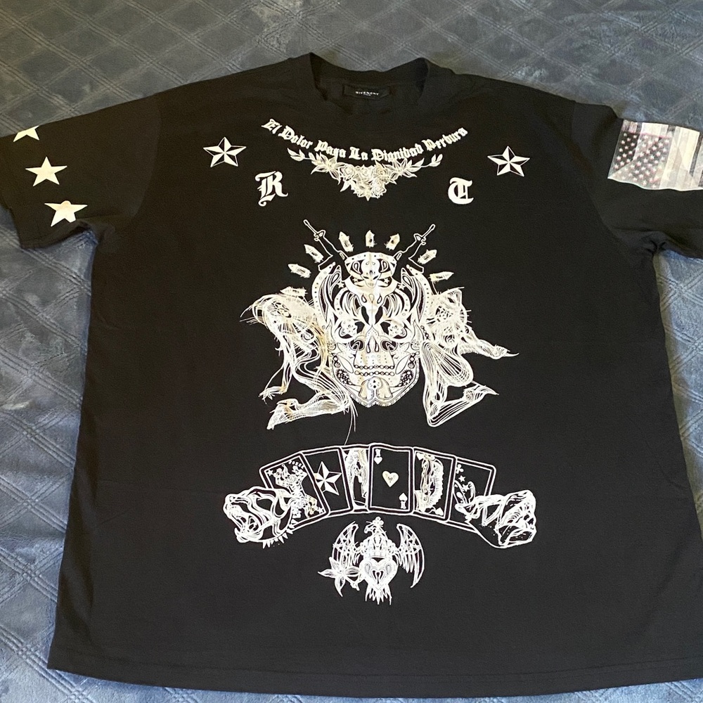 Givenchy Black Short-Sleeve Graphic Skull & Cards T-Shirt